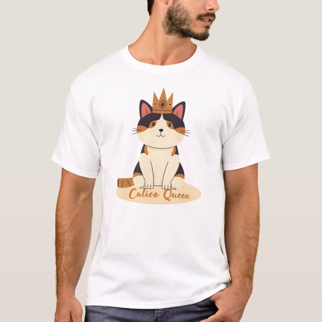Calico Cat Queen T Shirt (Framsida)