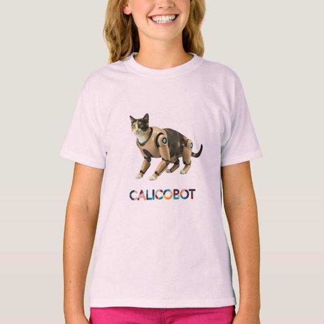 Calico Cat Robot T Shirt (Framsida)