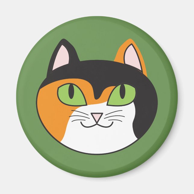 Calico Cat Round Magnet (Framsidan)