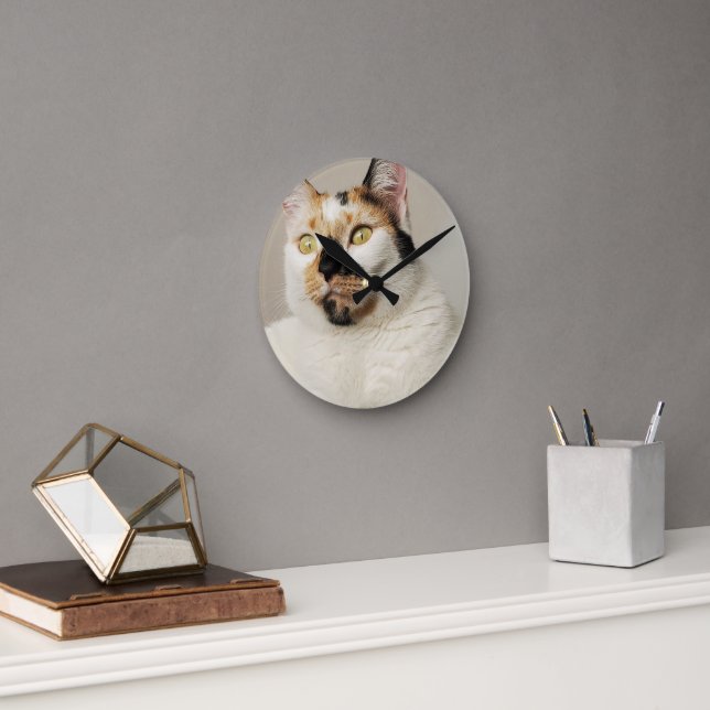 Calico Cat Rund Klocka (Kontor)