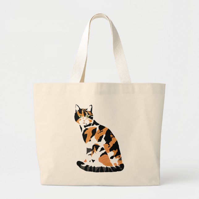 Calico cat sitta jumbo tygkasse (Framsidan)