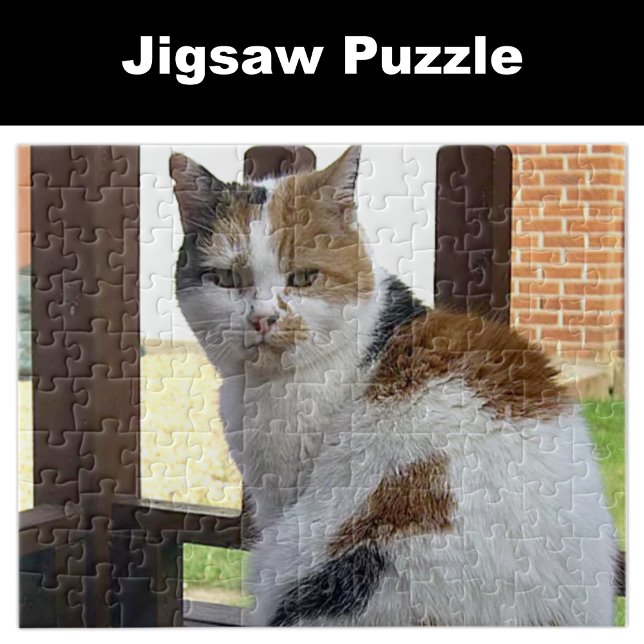 Calico cat sitta på fördämning pussel (Skapare uppladdad)