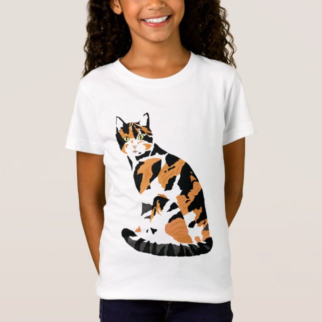 Calico cat sitta T-Shirt (Framsida)