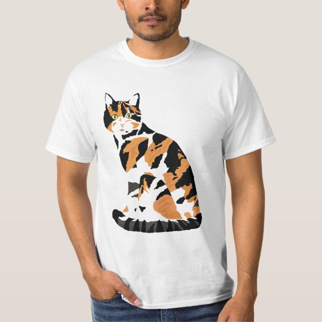 Calico cat sitta t shirt (Framsida)