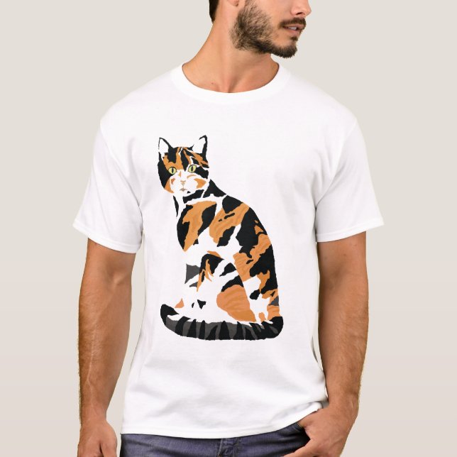 Calico cat sitta t shirt (Framsida)