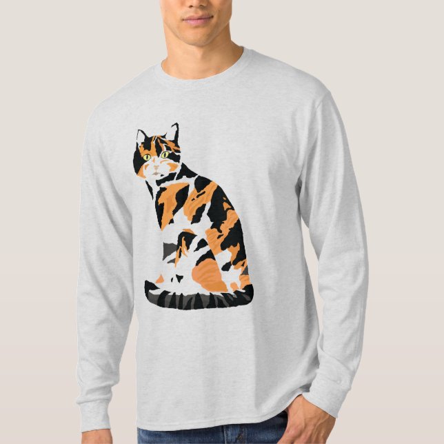 Calico cat sitta T-Shirt (Framsida)