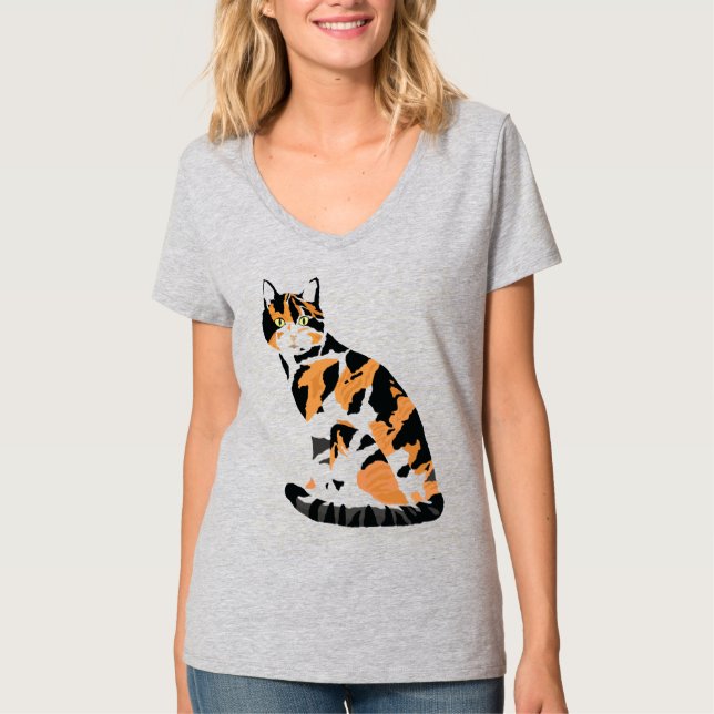 Calico cat sitta t shirt (Framsida)