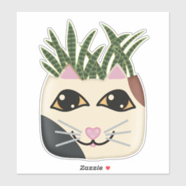 Calico Cat Snake Plant Planter Sticker Klistermärken