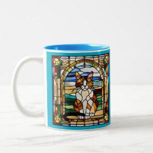Calico Cat Stached glass Mugg