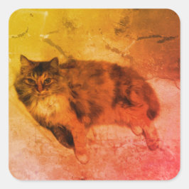 Calico Cat Stickers Fyrkantigt Klistermärke