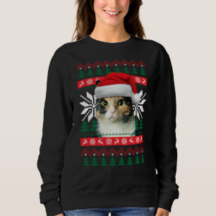 Calico Cat Ugly jul Sweater Stil Santa Hat T Shirt