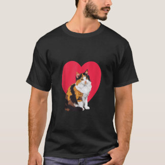 Calico Cat Valentines day Red Heart Kärlek Mamma P T Shirt