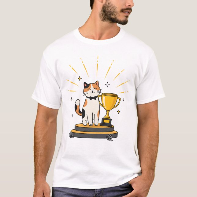Calico Cat Wins Trophy T Shirt (Framsida)