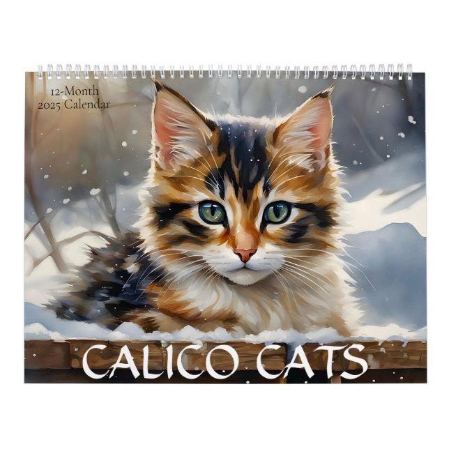 Calico Cats Watercolor Art 12-Month 2025 Calendar Kalender (Omslag)