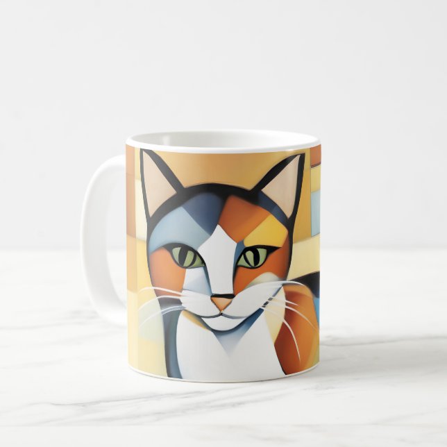 Calico Cubism A Kattdjur Kaffemugg (Framsida vänster)