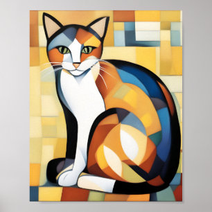 Calico Cubism A Kattdjur Poster