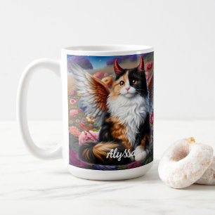 Calico Demon och Angel Cat Kaffemugg