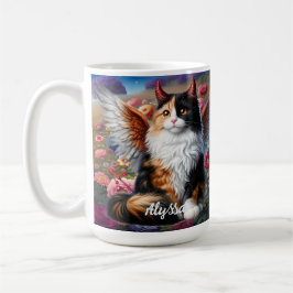 Calico Demon och Angel Cat Kaffemugg