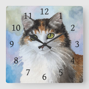 Calico för katt 572 fyrkantig klocka