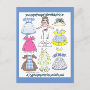 Calico Girl Rachel Old-Fashioned Papper Doll Vykort
