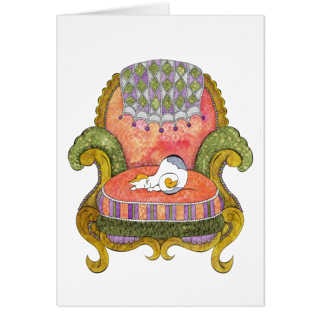 Calico i stol hälsningskort (Framsidan)