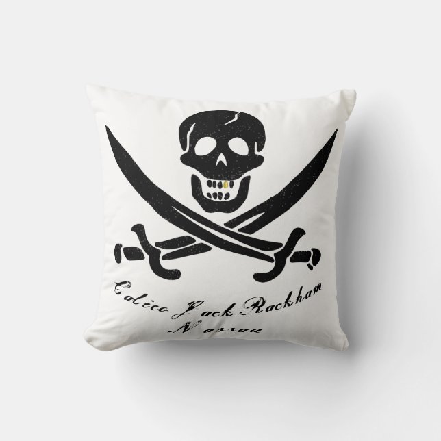 Calico Jack Nassau Pirat Flagga Jolly Roger Kudde (Framsida)