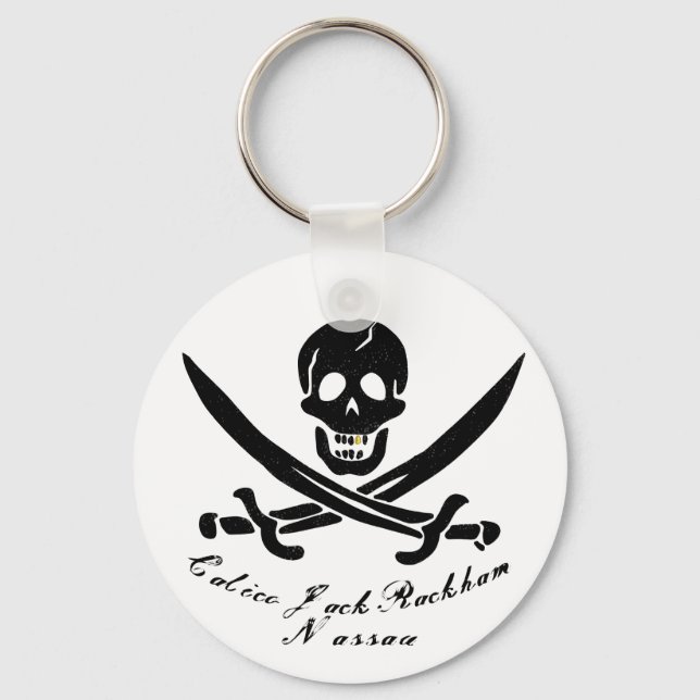 Calico Jack Nassau Pirat Flagga Jolly Roger Nyckelring (Framsida)