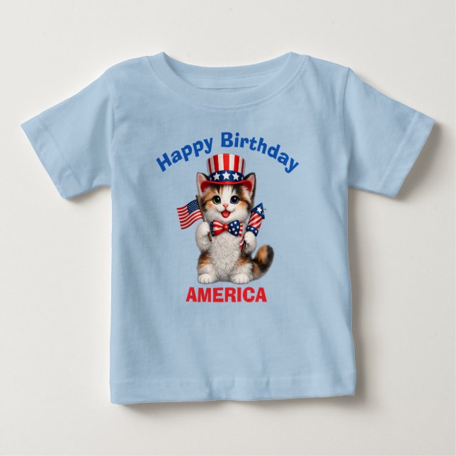 Calico Kitten (1n) Patriotisk Barn T-Shirt (Framsida)