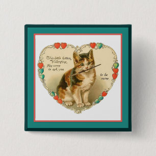 Calico Kitten i Heart Knapp