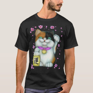 Calico Lucky Cat Maneki Neko T Shirt