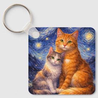 Calico och Tabby-nyckelring! Anpassa baksidan Nyckelring