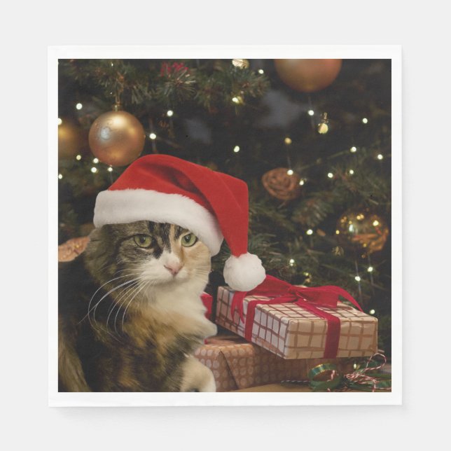 Calico Santa Kitty Napkins Pappersservett (Framsidan)
