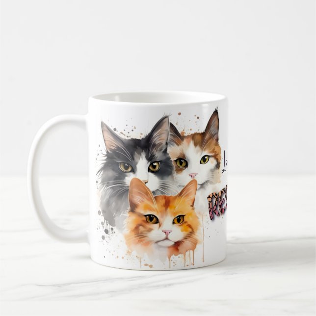 Calico & Tabby katt Kaffemugg (Vänster)