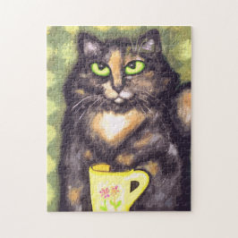 Calico Torti Maine Coon Cat with Tea Pussel