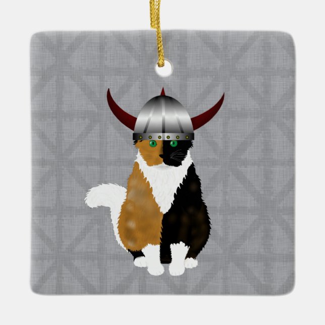 Calico Viking Cat Ornament (Framsida)