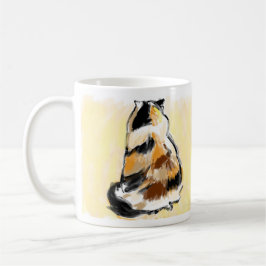 Calicokatt från baksida kaffemugg
