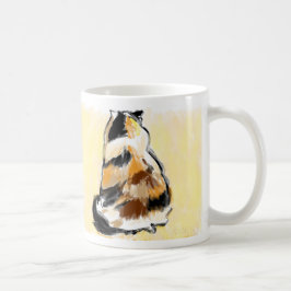 Calicokatt från baksida kaffemugg