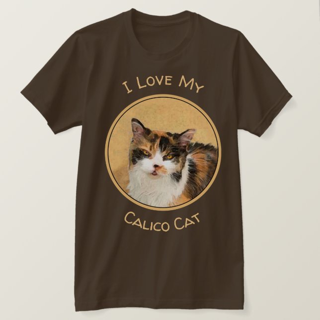 Calicot-målning - Cute Original Cat Art T Shirt (Design framsida)