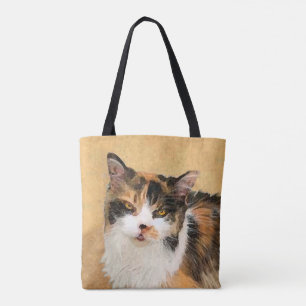 Calicot-målning - Cute Original Cat Art Tygkasse