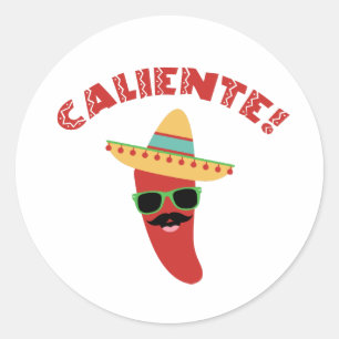 Caliente peppar runt klistermärke