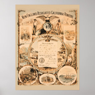 California 1849 Guldruspionjärer Souvenirkonst Poster