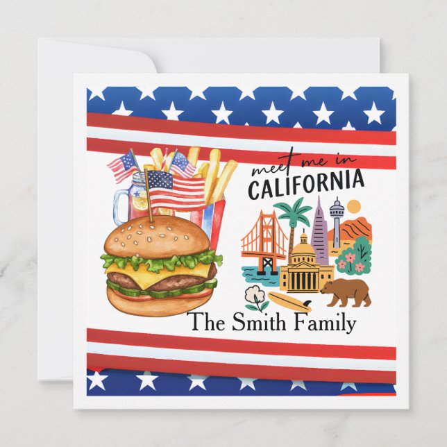 California 4 juli  självständighetsdag fest   inbjudningar (Framsida)