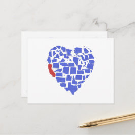 California American Stater Heart Mosaic Blue Cali Vykort