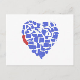 California American Stater Heart Mosaic Blue Cali Vykort
