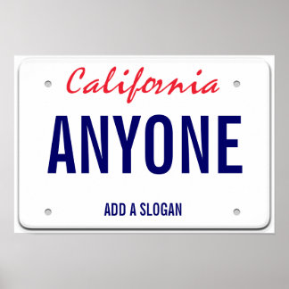 California Anpassningsbar License Plate Poster