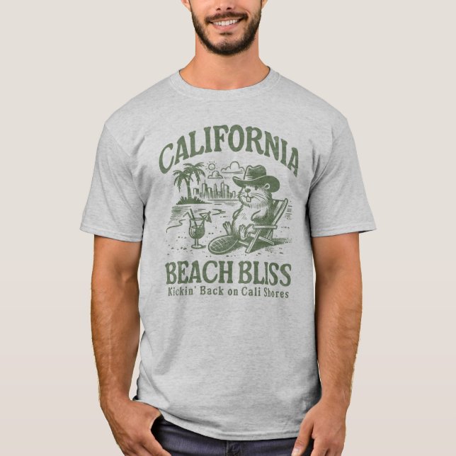California Beach Bliss on Cali Shores T Shirt (Framsida)
