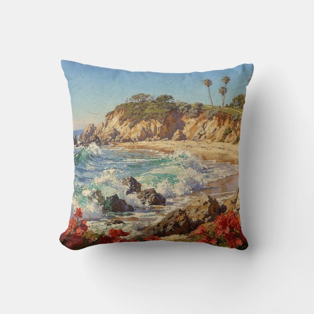  California Beach | Impressionist Coastal Art Kudde (Framsida)