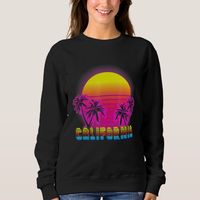California Beach Life Electro Retro Sunset Kärlek  T Shirt (Framsida)