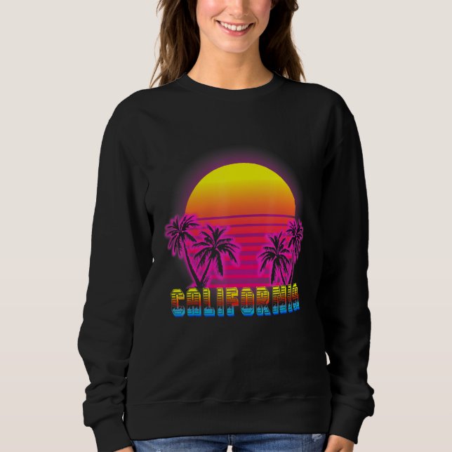 California Beach Life Electro Retro Sunset Kärlek  T Shirt (Framsida)