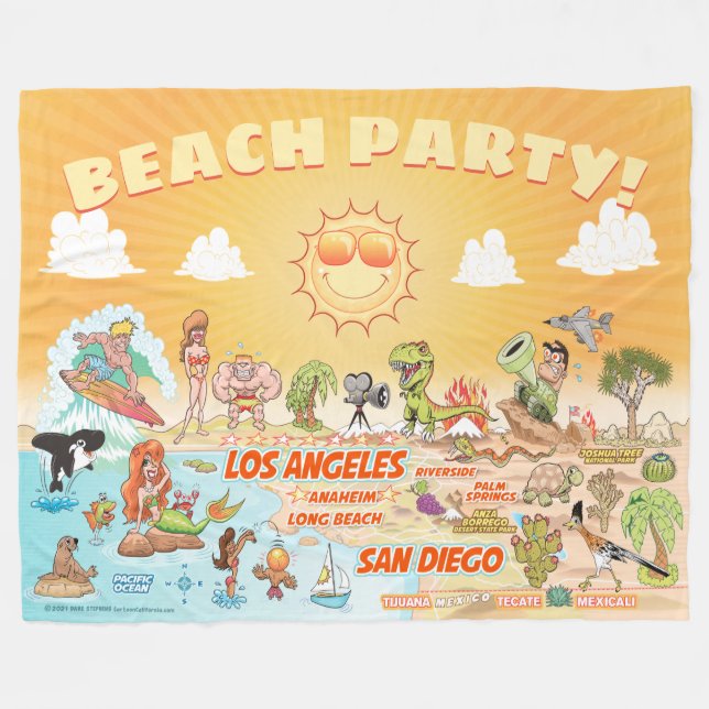California Beach Party Fleece Blanket (Framsidan (Horisontell))